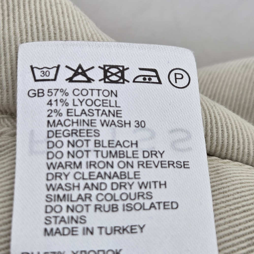 Reiss Men's 5 Pocket Cotton Blend Pant Size 32x27 Beige Cream Stretch - Picture 10 of 10